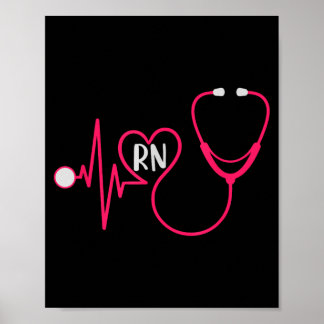 Registered Nurse Rn Heartbeat Ekg Stethoscope Poster