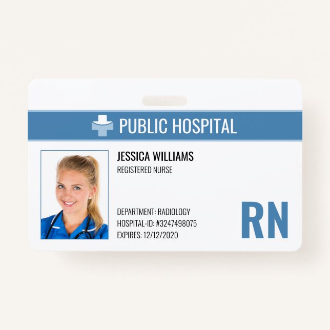 Registered Nurse RN Hospital Employee ID Badge (Front)