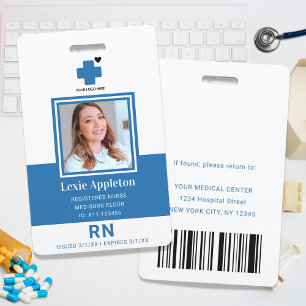 Registered Nurse RN Hospital Employee Security Badge