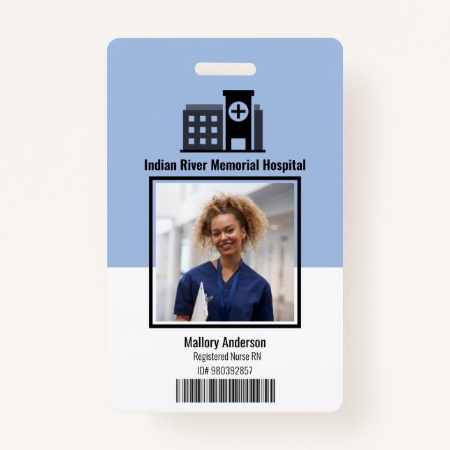 Registered Nurse RN Hospital ID Photo Badge (Front)