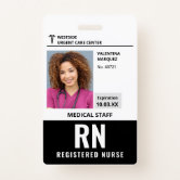 RN Nurse | Hospital Medical Employee Photo ID Badge