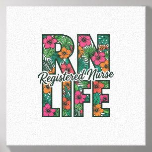 Registered Nurse RN Life Floral Vector Design_1 Canvas Photo Tile