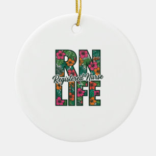 Registered Nurse RN Life Floral Vector Design_1 Ceramic Ornament