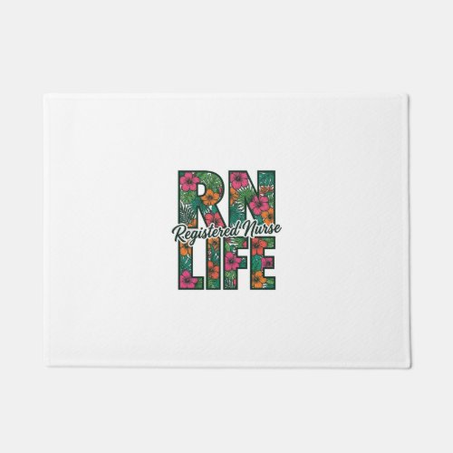 Registered Nurse RN Life Floral Vector Design_1 Doormat