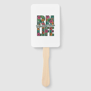 Registered Nurse RN Life Floral Vector Design_1 Hand Fan