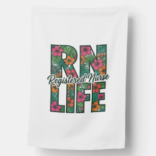 Registered Nurse RN Life Floral Vector Design_1 House Flag