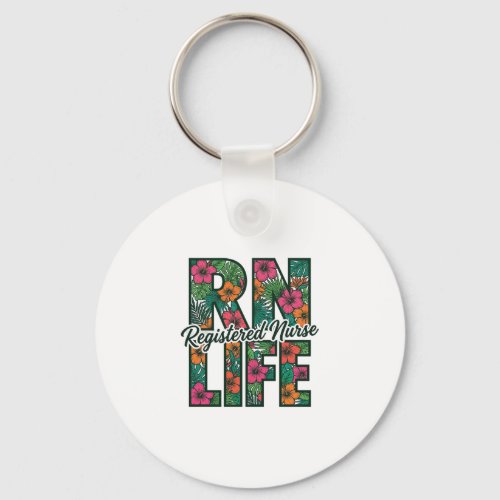 Registered Nurse RN Life Floral Vector Design_1 Keychain