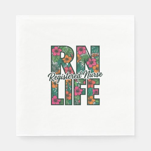 Registered Nurse RN Life Floral Vector Design_1 Napkins