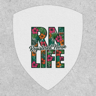 Registered Nurse RN Life Floral Vector Design_1 Patch