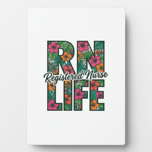 Registered Nurse RN Life Floral Vector Design_1 Plaque