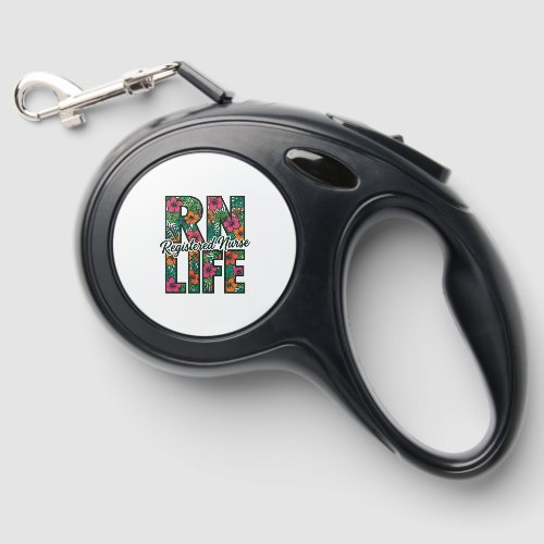 Registered Nurse RN Life Floral Vector Design_1 Retractable Pet Leash