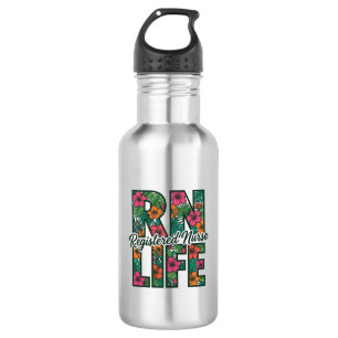 Registered Nurse RN Life Floral Vector Design_1 Stainless Steel Water Bottle