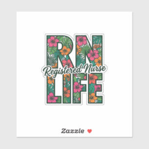 Registered Nurse RN Life Floral Vector Design_1 Sticker