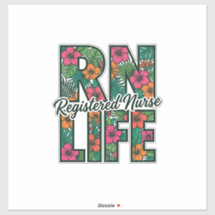 Registered Nurse RN Life Floral Vector Design_1 Sticker