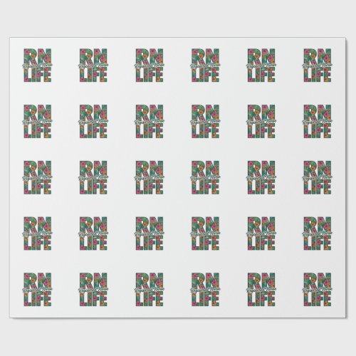 Registered Nurse RN Life Floral Vector Design_1 Wrapping Paper