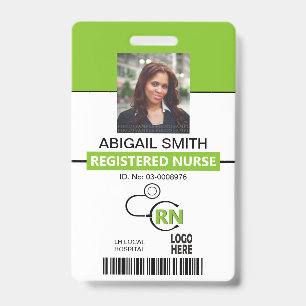 Registered nurse RN lime green photo template Badge