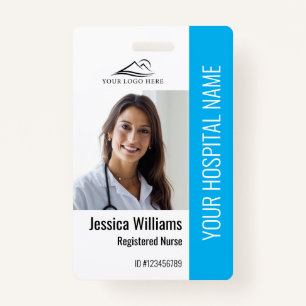 Registered Nurse RN Medical Blue Photo ID Work Badge