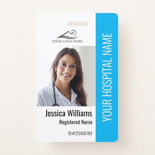Registered Nurse RN Medical Blue Photo ID Work  Badge