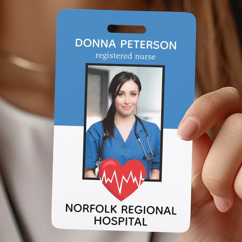 Registered Nurse Rn Medical Blue Photo Id Work Badge