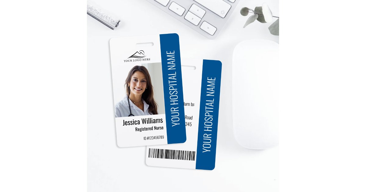 Registered Nurse RN Medical Blue Photo ID Work Badge | Zazzle