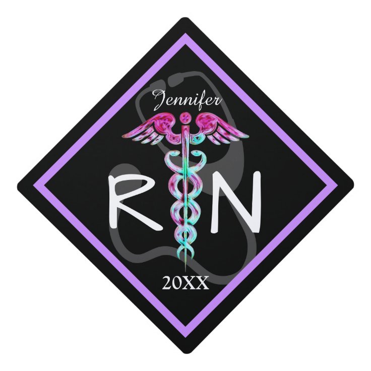 Registered Nurse RN Medical Caduceus Customized Graduation Cap Topper ...