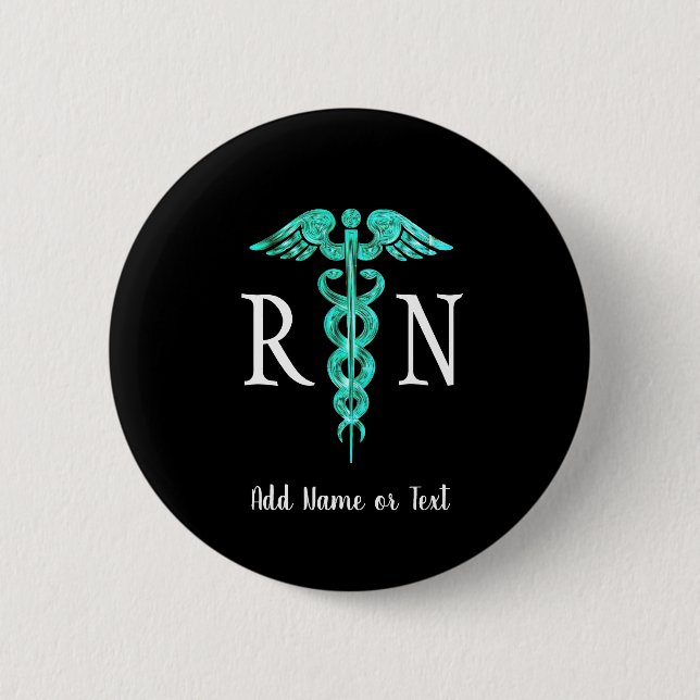 Registered Nurse RN Medical Caduceus Personalized Button (Front)