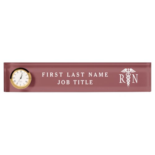 Registered Nurse RN Medical Caduceus Pink Custom Desk Name Plate