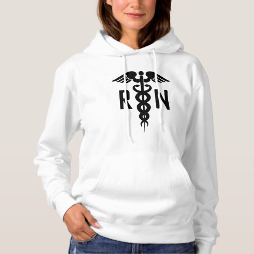 Registered Nurse RN Medical Caduceus White Black Hoodie