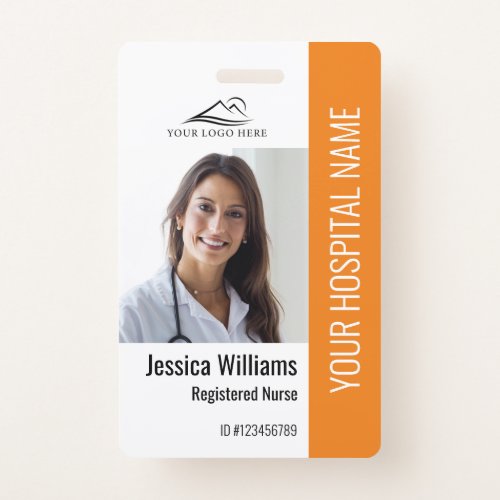 Registered Nurse RN Medical Orange Photo ID Work Badge