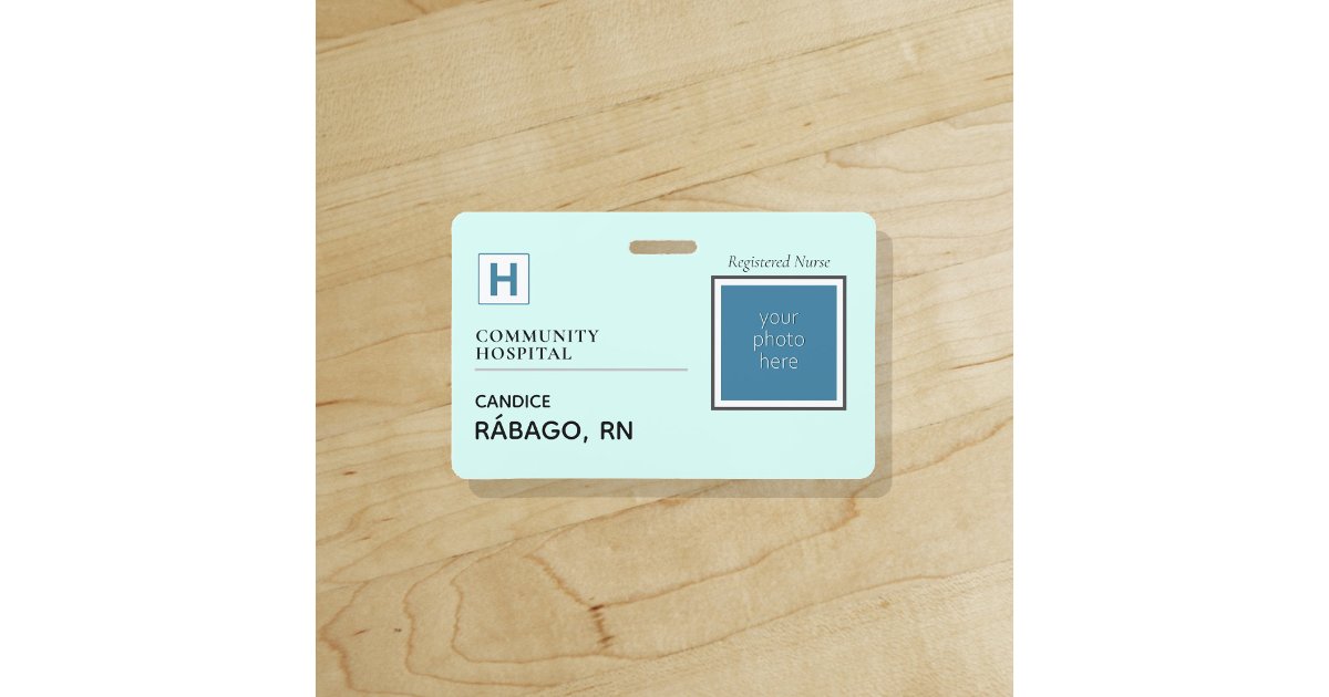 Registered Nurse RN Medical Professional Photo ID Badge | Zazzle