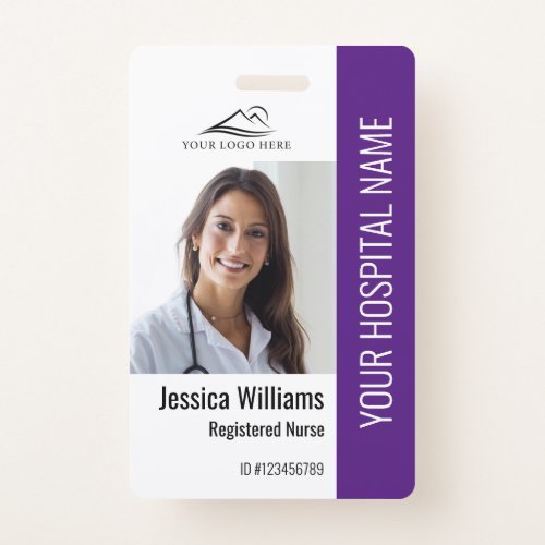 Registered Nurse RN Medical Purple Photo ID Work Badge