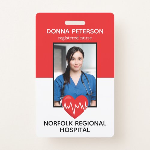 Registered Nurse RN Medical Red Photo ID Work Badge