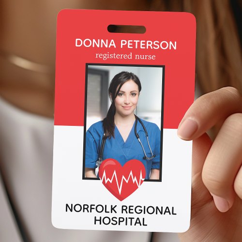 Registered Nurse Rn Medical Red Photo Id Work Badge