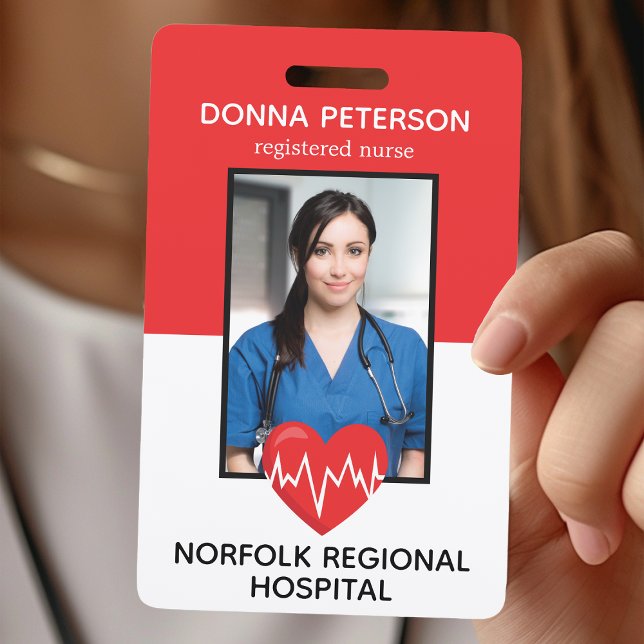 Registered Nurse RN Medical Red Photo ID Work Badge (Creator Uploaded)