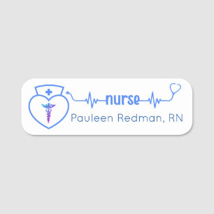 Registered Nurse RN Name Badges Navy Blue Modern