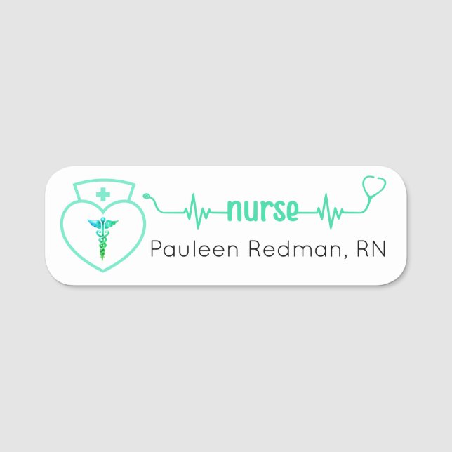 Registered Nurse RN Name Badges Teal Modern (Front)