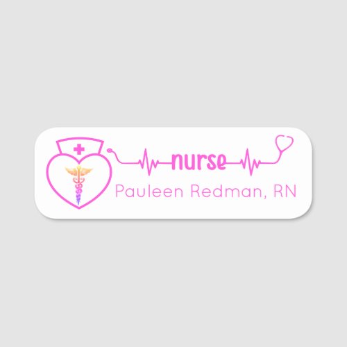 Registered Nurse RN Name Classy Pink Modern Name Tag