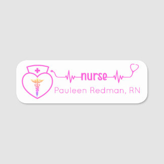 Registered Nurse RN Name Classy Pink Modern Tag