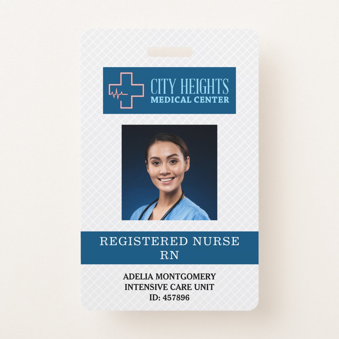 Registered Nurse RN Name Photo ID Hospital Logo Badge | Zazzle