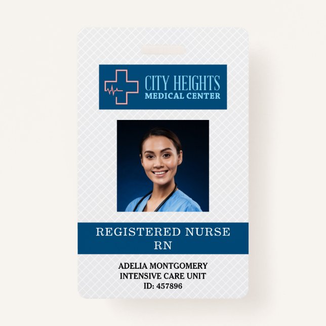 Registered Nurse RN Name Photo ID Hospital Logo Badge (Front)