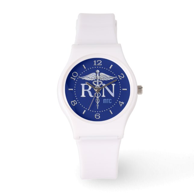 Registered Nurse RN Navy Blue Monogram Dial Watch (Front)