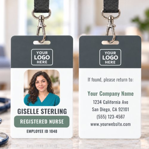 Registered Nurse RN Photo Badge with Logo