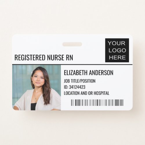 Registered Nurse RN Photo ID Hospital Logo Badge