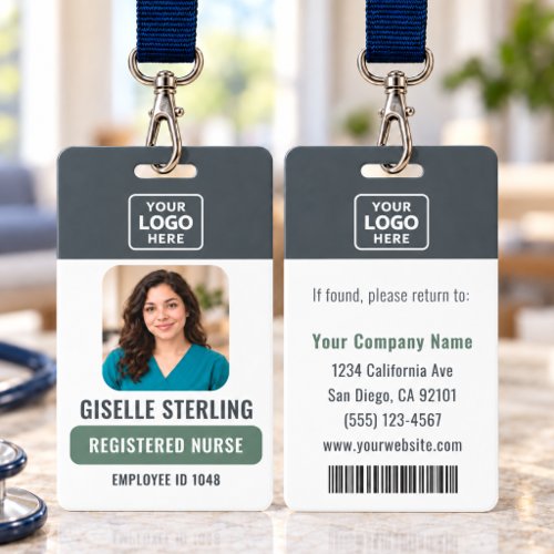 Registered Nurse RN Photo Logo Bar Code Badge