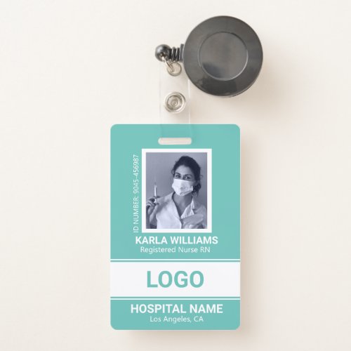 Registered Nurse RN Photo Template White and Green Badge