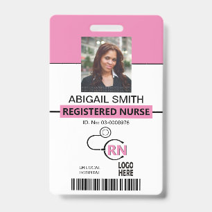 Registered nurse RN pink photo template Badge