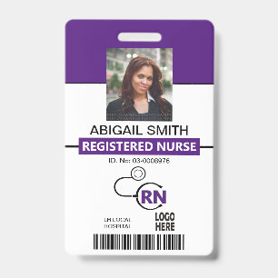 Registered nurse RN purple photo template Badge
