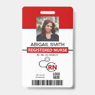 Registered nurse RN red photo template Badge