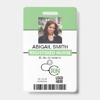 Registered nurse RN sage green photo template Badge