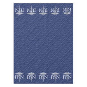 Registered Nurse RN Silber Caduceus Navy Blue Camo Tablecloth